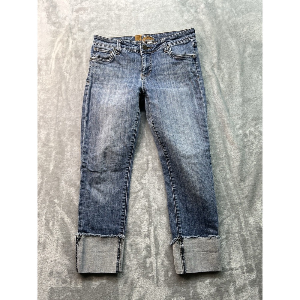 Kut From The Kloth Womens Sz 2 Blue Jeans Slim Leg Cropprd Summer Beach Low Rise
